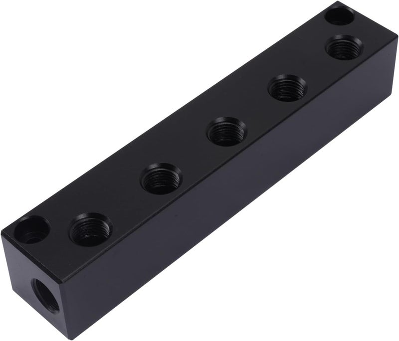 MARSTEK Air Manifold 1/4 NPT, Air Compressor Manifold, Air Hose Inline Manifold Block Splitter, Pneumatic Manifold Air Distribution Block, NPT 1/4 Inch Port (5 Way 7 Port) - Image 1
